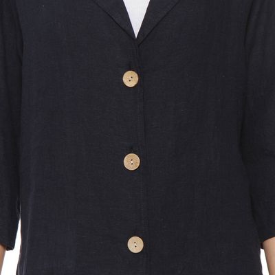 Imagen 2 del producto Chaqueta Lino Manga Corta Escote V Abotonada En Delantero