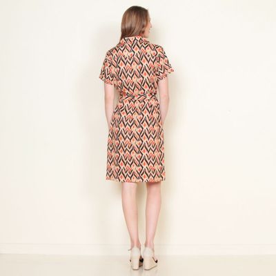 Imagen 2 del producto Vestido Camisero Manga Corta Estampado Con Lazo En Cintura