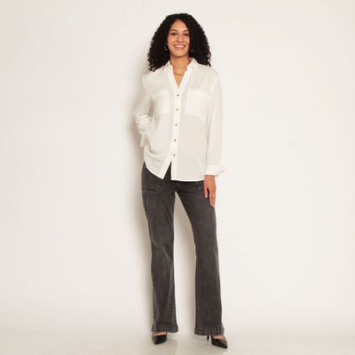 Imagen 2 del producto Blusa Manga Larga Tencel Abotonada En Elantero Y Bolsillos