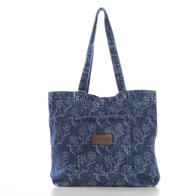 Bolso Denim Full Print Dos Asas Bolsillo