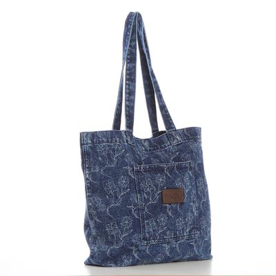 Imagen 2 del producto Bolso Denim Full Print Dos Asas Bolsillo