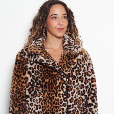 Imagen 2 del producto Chaqueta Piel Ecologica Estampada Manga Larga Con Cierre