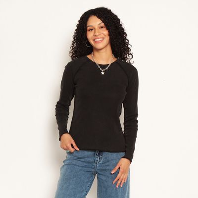 Polera Manga Larga Acid Wash Escote Reondo