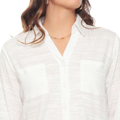 Imagen 2 del producto Blusa Manga Larga Solido Escote V Abotonada En Delantero