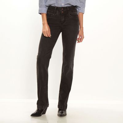 Jeans Tiro Alto Recto  Pretina Alta   Dos Botones