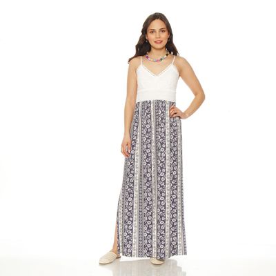 Vestido Sin Manga Estampado Con Aplicacion En Busto