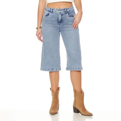 Jort Bermuda  Denim Tiro Alto Pretina 1 Boton