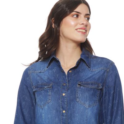 Imagen 2 del producto Blusa Denim Cuello Camisero Print