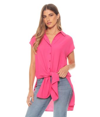 Imagen 2 del producto Blusa Sin Manga Solida Cuello Camisero Aberturas En Costado