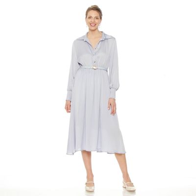 Vestido Manga Larga Abotonado Con Cinturon