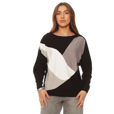 Sweater Manga Larga Geometrico Escote Redondo