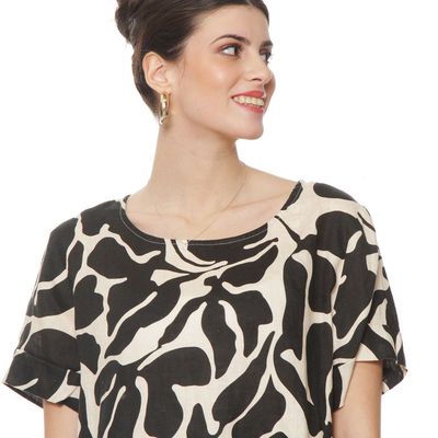 Imagen 2 del producto Blusa Manga Corta Lino Estampado Escote Redondo