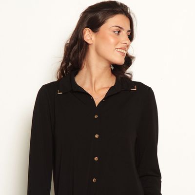 Imagen 2 del producto Blusa Manga Larga Abotonada En Delantero Y Aplicacion En Punta Cuello