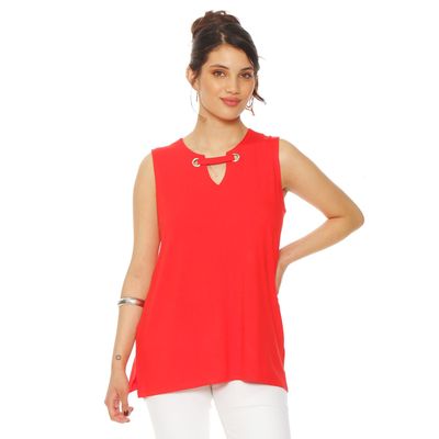 Polera Sin Manga Escote V Y Ojetillo