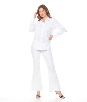 Imagen 2 del producto Blusa Manga Larga Solida Cuello Camisero Abotonada