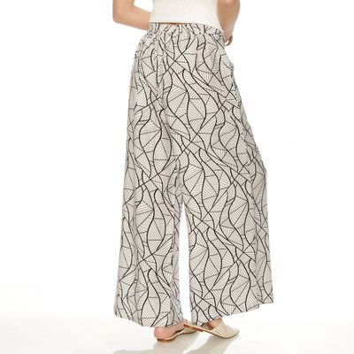 Imagen 2 del producto Pantalon Wide Leg Estampado Tiro Alto Pretina Basica 1 Boton