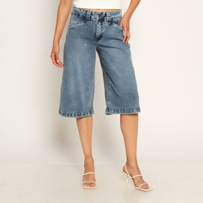 Bermuda Jort Denim Tiro Alto Pretina Interna 1 Boton