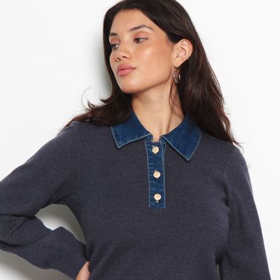 Imagen 2 del producto Sweater Manga Larga Con Cuello En Denim