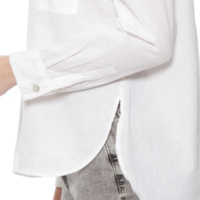 Imagen 2 del producto Blusa Manga Larga Lino Solido Abotonada En Delantero Y Bolsillo