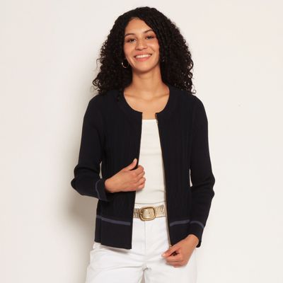 Imagen 2 del producto Chaleco Manga Larga Con Cierre En Delantero Y Escote Redondo