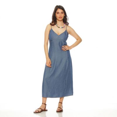 Imagen 2 del producto Vestido Sin Manga Tencel Escote V Con Corte En Delantero