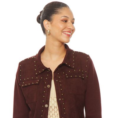 Imagen 2 del producto Chaqueta Suede Manga Larga Con Tachas Y Bolsillos