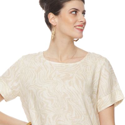 Imagen 2 del producto Blusa Manga Corta Lino  Esatampado Escote Redondo