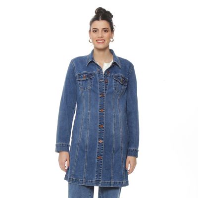 Chaqueta Denim Manga  Larga Abotonada En Delantero