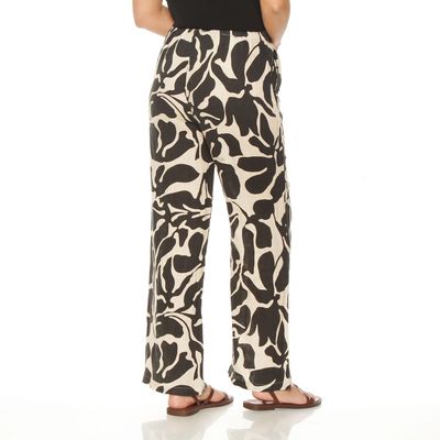 Imagen 2 del producto Pantalon Wide Leg Lino Estampado  Tiro Alto Pretina Basica Elasticada