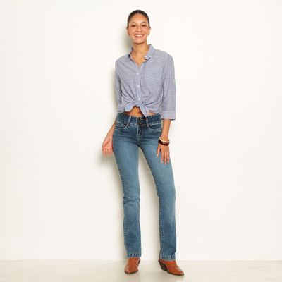 Imagen 2 del producto Jeans Recto Tiro Alto Tapetas Falsas Pretina Media 2 Botones