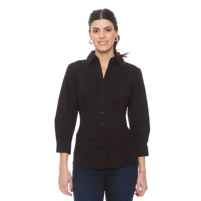 Blusa Manga 3/4  Con Alforza   En Delantero