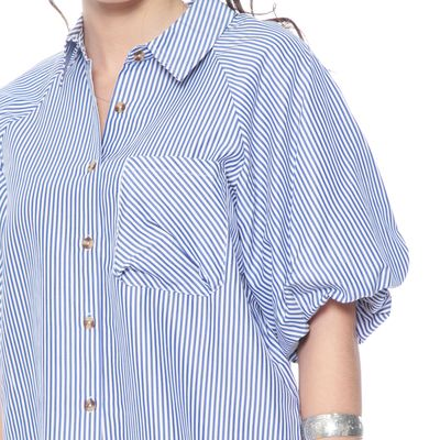 Imagen 2 del producto Blusa Manga Corta Listada Abotonada En Delantero Y Bolsillo