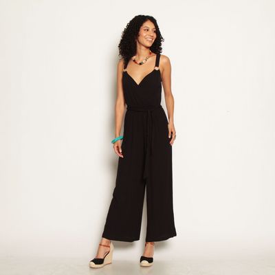 Imagen 2 del producto Enterito Sin Manga Solido Con Lazo En Cintura  Con Bolsillos Escote V