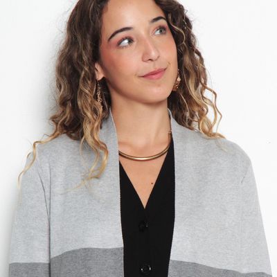 Imagen 2 del producto Chaleco Manga Larga   Listado Ancho Con Bolsillos