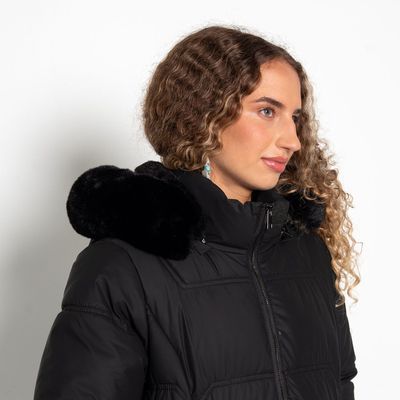 Imagen 2 del producto Parka Larga Manga Larga Capucha   Piel Sintetica