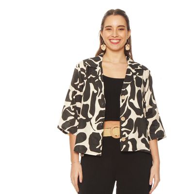 Imagen 1 del producto Chaqueta Manga 3/4 Lino Estampado Abotonada N Delantero
