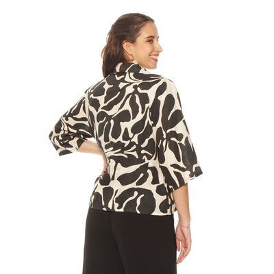 Imagen 2 del producto Chaqueta Manga 3/4 Lino Estampado Abotonada N Delantero