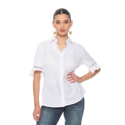 Blusa Manga Corta Con Aplicacion En Manga Y Con Rib En Los Costados