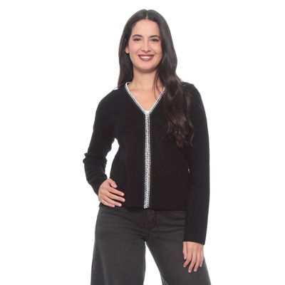 Chaleco Manga Larga Con Aplicacion En Delantero