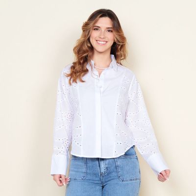 Blusa Abotonada Manga Larga Schiffli