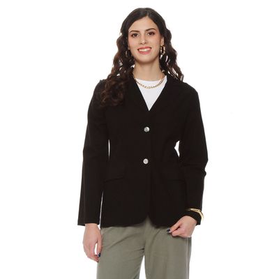 Blazer Manga Larga Lino Con Bolsillos