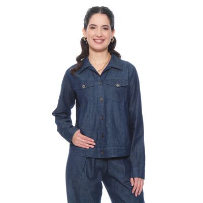 Chaqueta Manga Larga Lyocell Con Bolsillo En Delantero