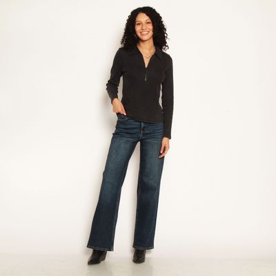 Imagen 2 del producto Polera Manga Larga Acid Wash Con Cierre En Escote