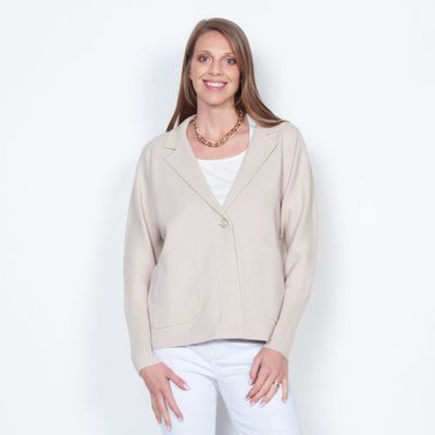 Chaleco Manga Larga Con Solapa Y Bolsillo En Delantero