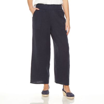 Pantalon Cargo Wide Leg Solido Tiro Altopretina Media  Elasticada