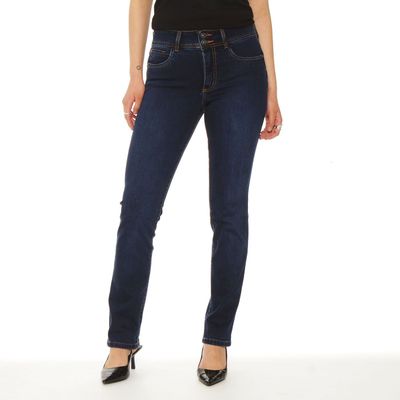 Jeans Slim Tiro Alto Push Up Pretina Media 2 Botones
