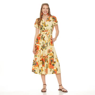 Vestido Manga Corta   Estampado Escote V