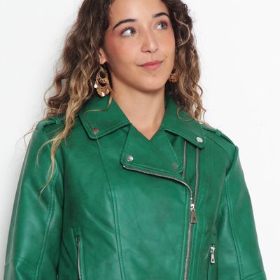 Imagen 2 del producto Chaqueta Motoquera Manga Larga De Cuero Ecologico