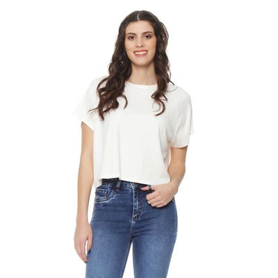 Polera Manga Corta Solida Escote Redondo