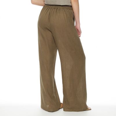 Imagen 2 del producto Pantalon Lino Wide Leg Tiro Alto Con Botones En Delantero